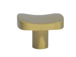 Puxador Mobiliário Quadrado Côncavo Maciço Dourado Polido - 33 mm. Código TIN.0033.DOU.LIS.QUA