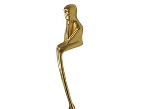 Puxador Mobiliário Formato Pensador Maciço Dourado 147 mm. Código TIN.0147.DOU.ESC.PEN