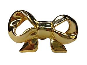 Puxador Mobiliário Formato Laço Dourado em Bronze Maciço Polido - 48 mm