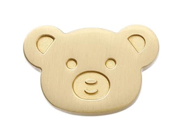 HPS.0038.DOU.ESC.URS - Puxador Mobiliário Formato Urso Dourado em Bronze Maciço Polido - 38 mm