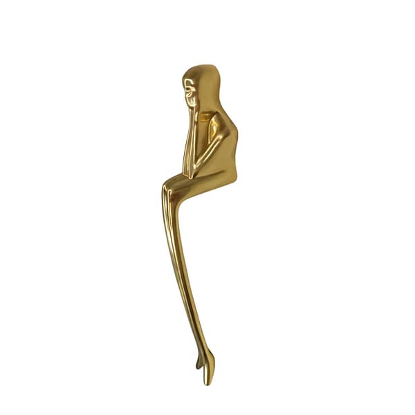 Puxador Mobiliário Formato Pensador Maciço Dourado 147 mm. Código TIN.0147.DOU.ESC.PEN