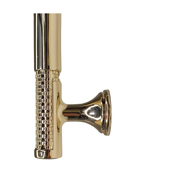 Puxador Mobiliário Baixo Relevo Dourado Maciço Polido - 380 mm. Código TIN.0380.DOU.MAR.LIN