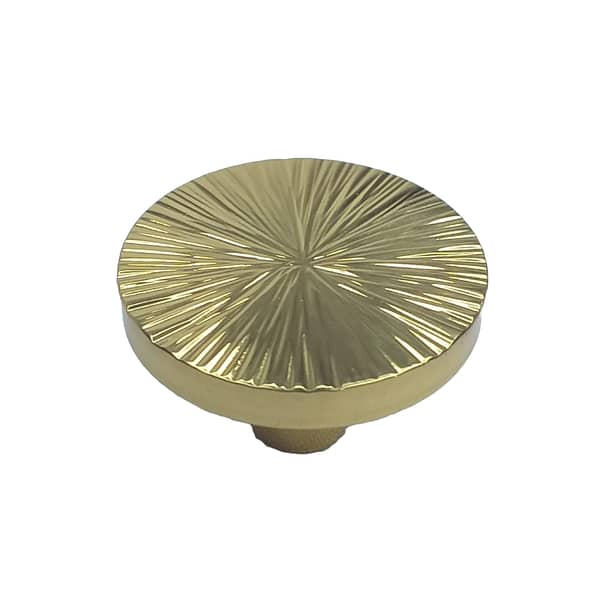 Puxador Mobiliário Circular Estriado Maciço Dourado - 33 mm. Código TIN.0033.DOU.EST.CIR