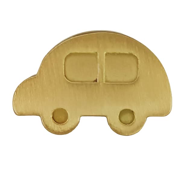 Puxador Mobiliário Formato Carro Dourado de Bronze Maciço Polido - 38 mm